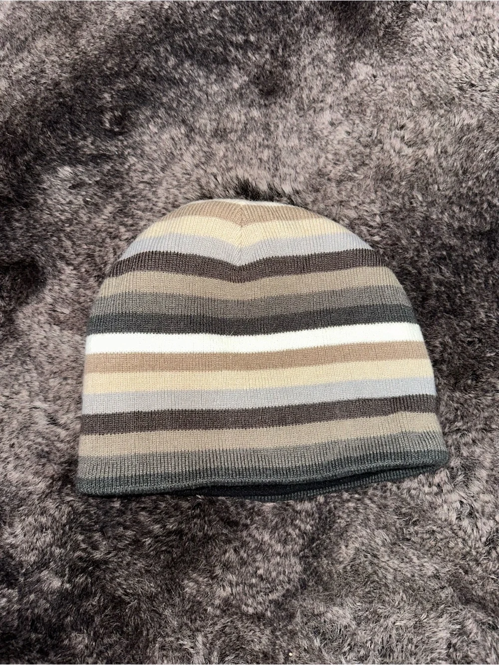 Carhartt Youth Blue Tan Striped Fleece Lined Beanie Hat OS Skater Streetwear